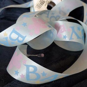 Baby Shower Ribbon by Lion Ribbon Co.  Blue and Pink 22 Yards x 1 3/8"